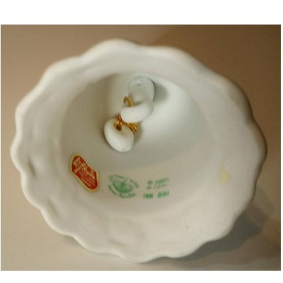 Vintage 1985 Lefton China White Bell.  Handpainted with Magnolia Pink Flower. - Picture 6 of 6